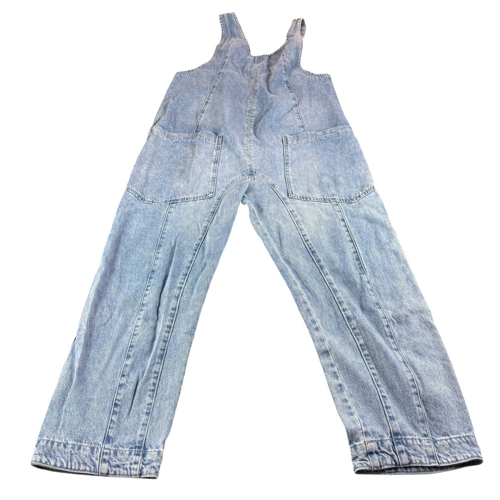 We The Free Jumpsuit S Blue Denim High Roller Wide Leg Western Boho Overalls